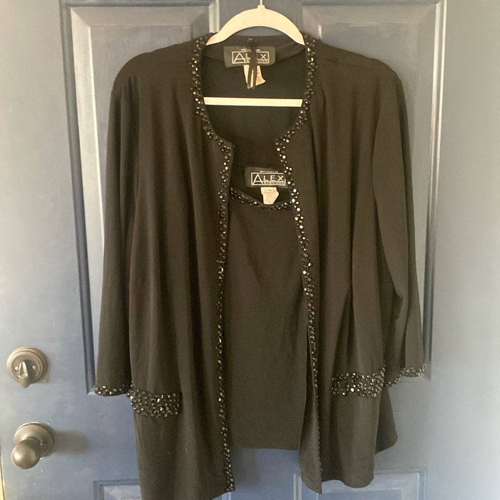 ALEX Evenings tank, cardigan and skirt